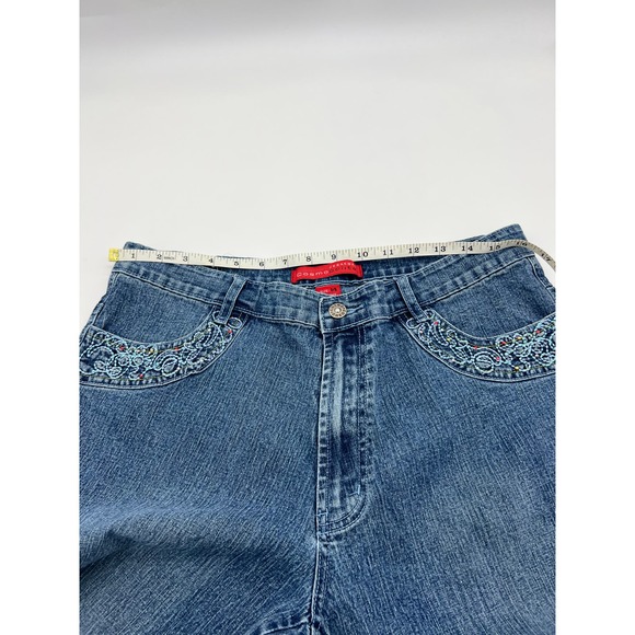 Cosmopolitan Denim Capri Embroidered beaded Jeans - Picture 5 of 9